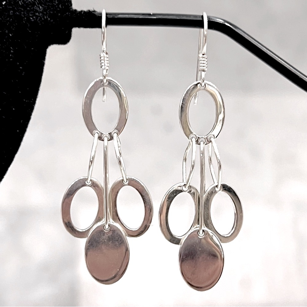 Sterling Silver Geometric Circles Dangling Earring